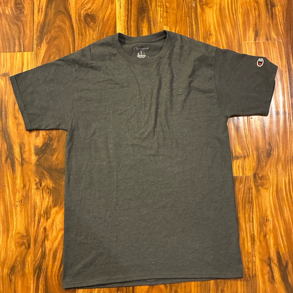 Champion Heather Charcoal Grey Script Logo T-Shirt Men’s Size‎ Medium